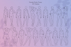 155 Procreate Female Poses Bundle