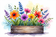 Wildflowers In Wooden Box Clipart Ki, an Illustration by hafijul (Thumbnail 2 of 14)