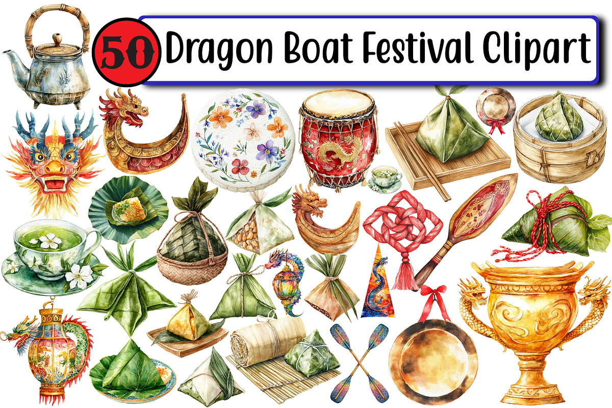 Dragon Boat Festival Clipart, an Illustration by Design Market (Photo 1 of 3)