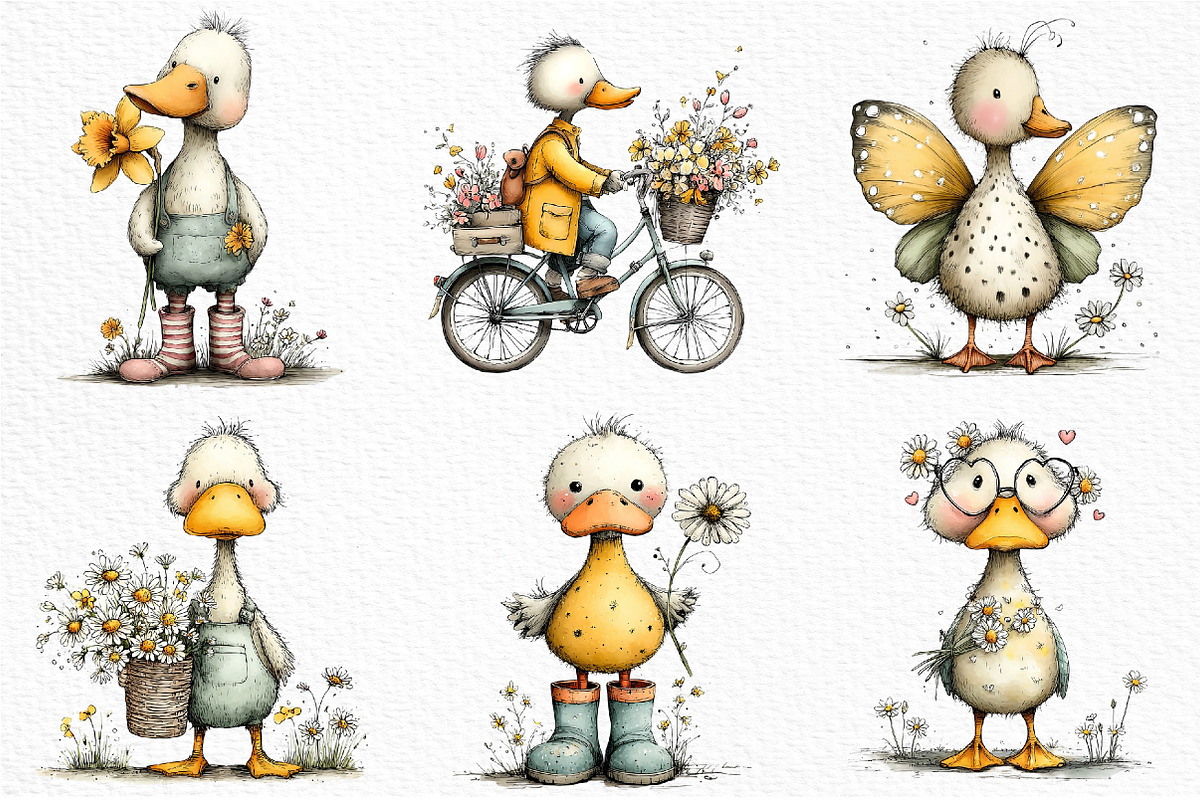 Quirky Spring Duck Clipart Png, an Illustration by Craft Nest (Photo 6 of 11)