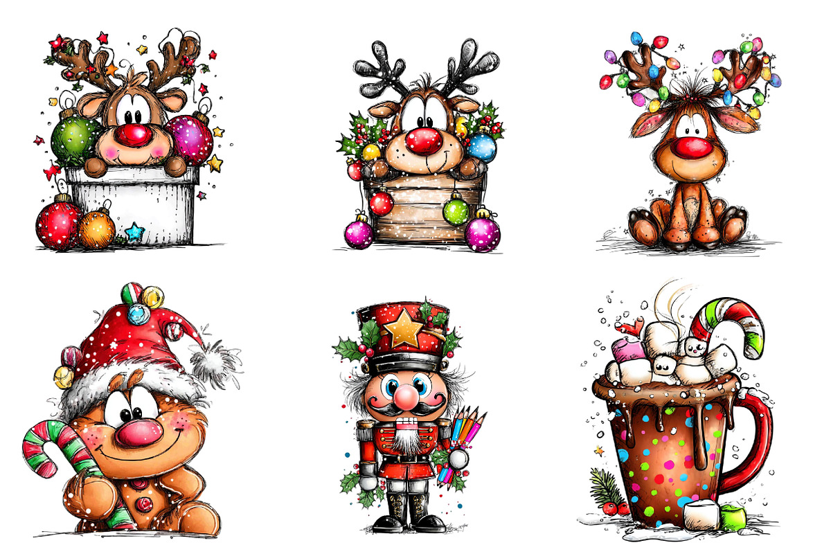 Cartoon-style Christmas Clipart, an Illustration by CreationArt (Photo 5 of 6)
