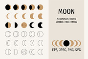 Moon Luna Phase SVG PNG Boho Icon, an Object Graphic by Imaginary Party (Thumbnail 1 of 6)
