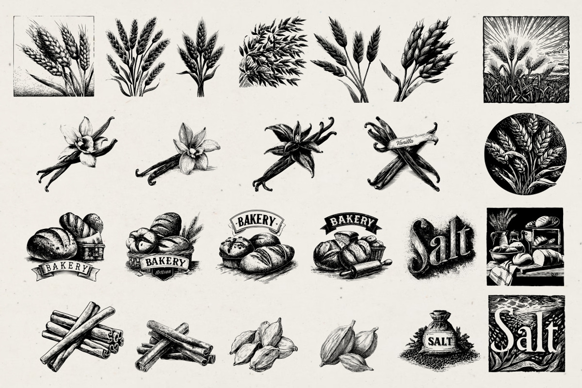 280 Vintage Bakery Illustrations, a Food Illustration by Nocturnal Wolf (Photo 14 of 15)