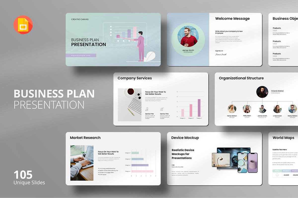 Business Plan Google Slides Template, a Presentation Template by Design Vault (Photo 1 of 13)