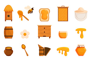 Cartoon honey elements. Apiary, a Food Illustration by Valerie Bodnar