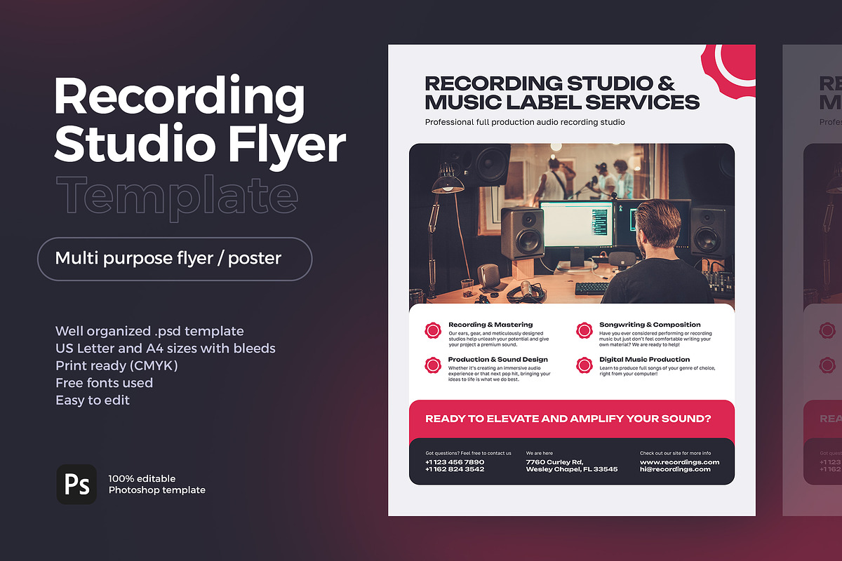 Recording Music Studio / Label Flyer
