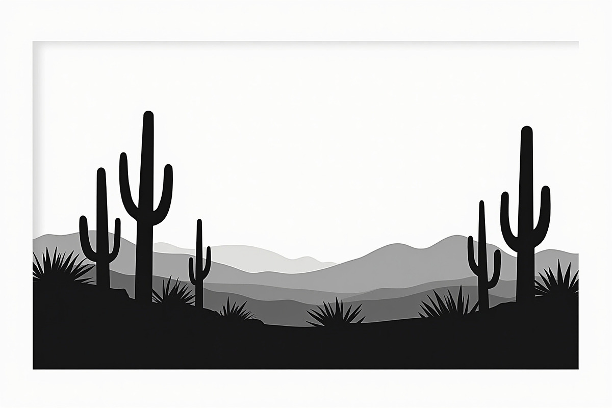 Cactus Desert Landscape Silhouette, an Illustration by abu67222 (Photo 7 of 15)