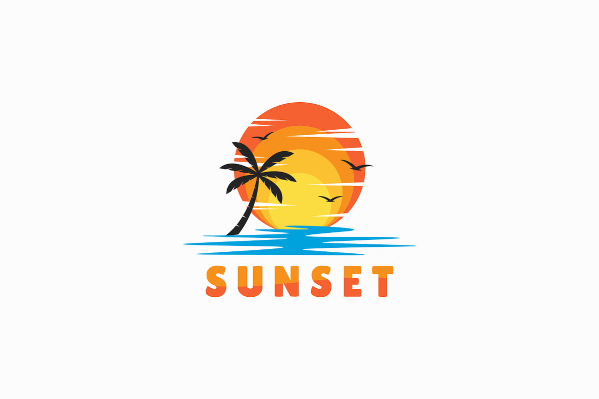 Logo Sunset Beach Palm Tree, a Branding & Logo Template by Signatoro (Photo 1 of 2)