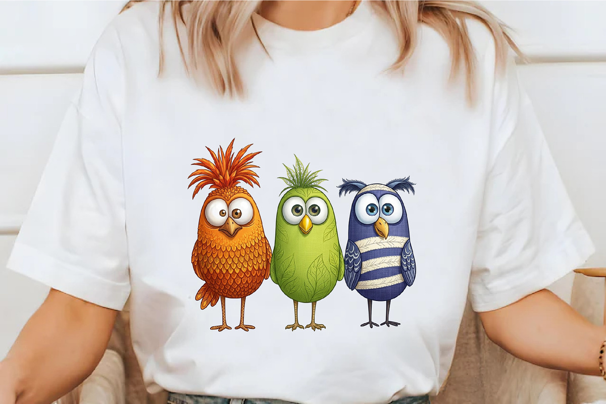Funny Cute Birds Sublimation Design, an Illustration by designcity5 (Photo 2 of 4)