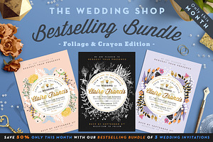 [-50%*] BUNDLE VI Foliage & Crayon, an Invitation Template by The Wedding Shop