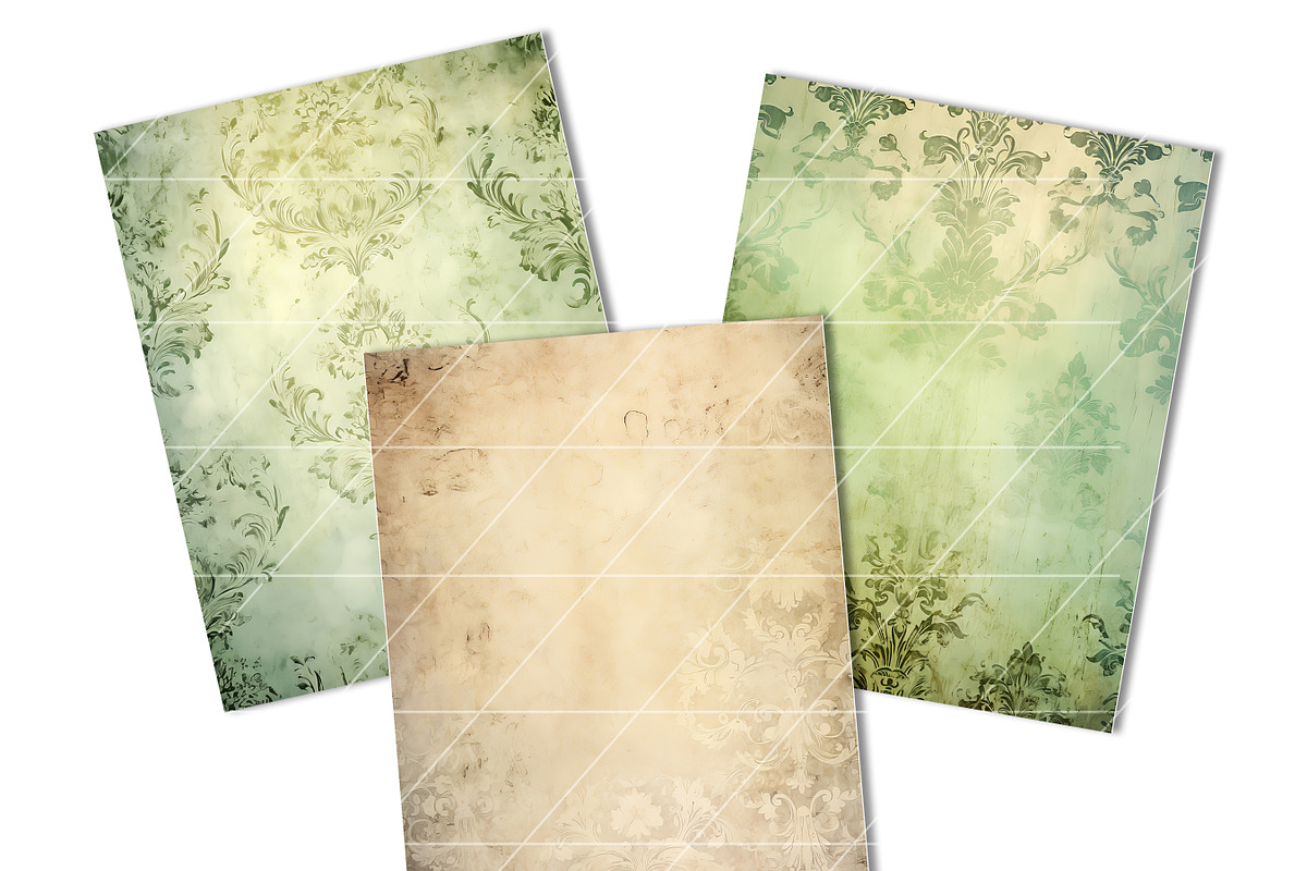 Vintage Grungy Damask Digital Paper, a Background Graphic by BusyDaydesign (Photo 3 of 9)