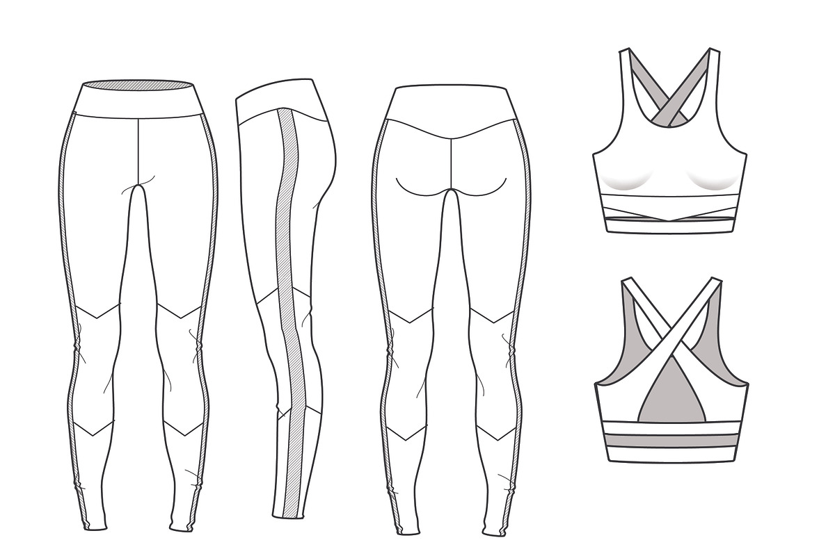 Yoga Set Fashion Flat Template, a Templates & Theme by flat fashion