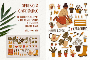 Gardening plants clipart, stickers