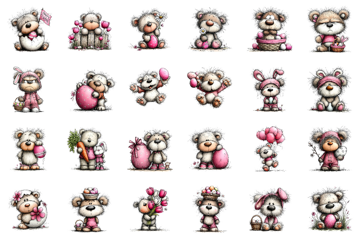 Whimsical Easter Teddy Bear Clipart, an Illustration by CreationArt (Photo 2 of 6)