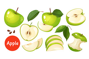 Fresh Apple Fruit vector collection, a Food Illustration by Elen_Art