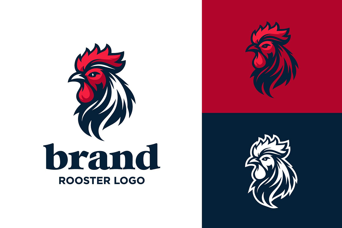rooster chicken head logo design, a Branding & Logo Template by funpixel