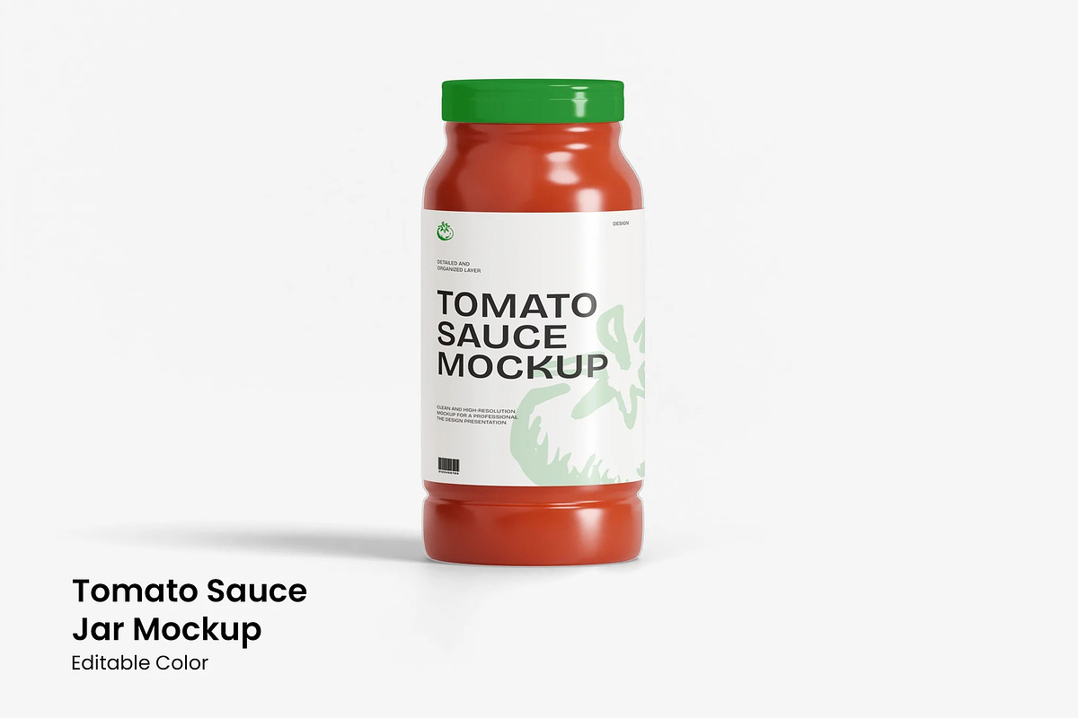 Tomato Sauce Jar Mockup, a Packaging Mockup by renderstockmarket