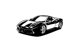 488 Sport car - Classic Car, Stencil, an Illustration by Digital-Clipart