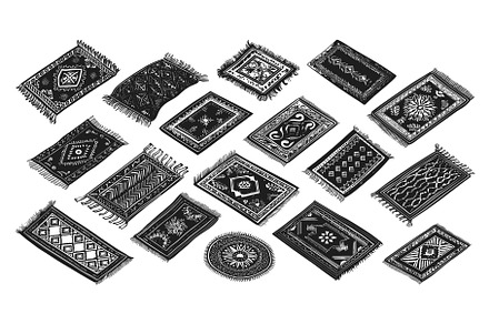 Engraving Style Cozy Home Carpets, an Illustration by LadadikArt