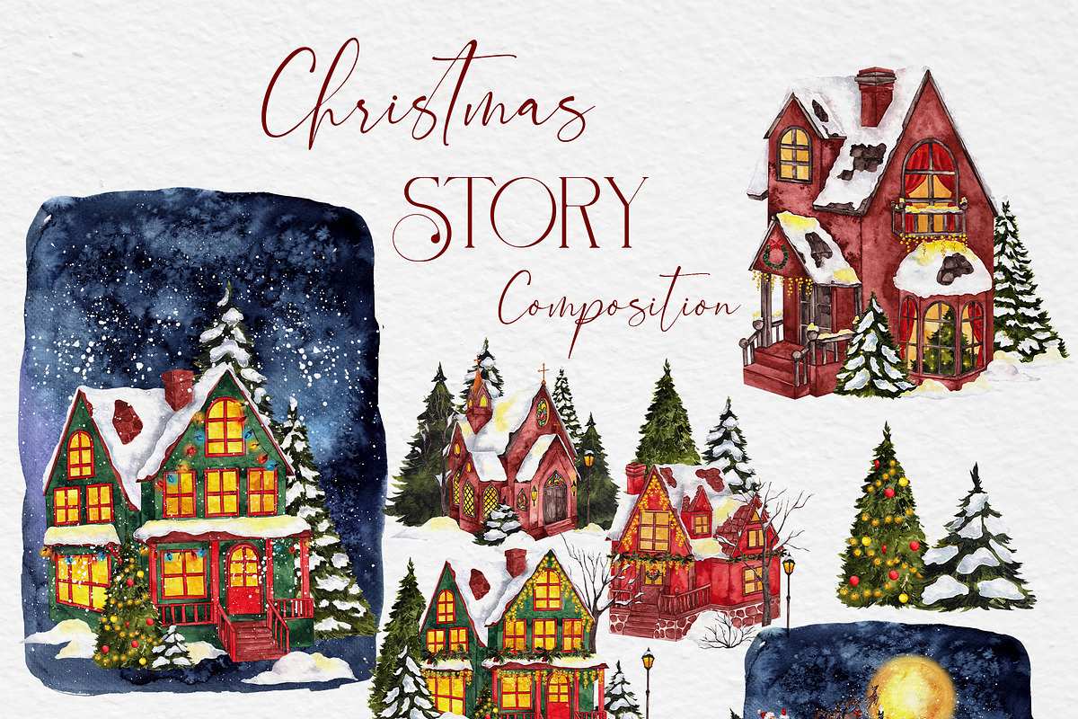 Christmas Story. Watercolor graphic, an Object Graphic by ma_i_vi (Photo 4 of 12)