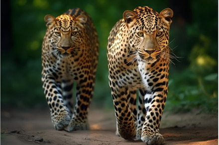 Two beautiful big leopards. Generate, an Animal Photo by Ylivdesign