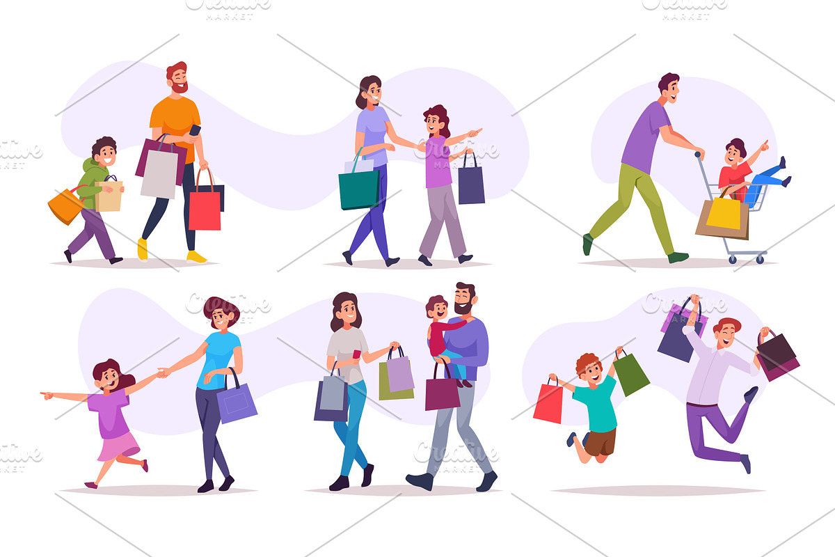 People shopping. Children in grocery, a Person Illustration by Onyx