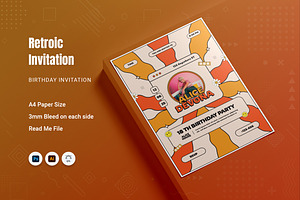 Retroic Birthday Invitation, an Invitation Template by Fannan Studio