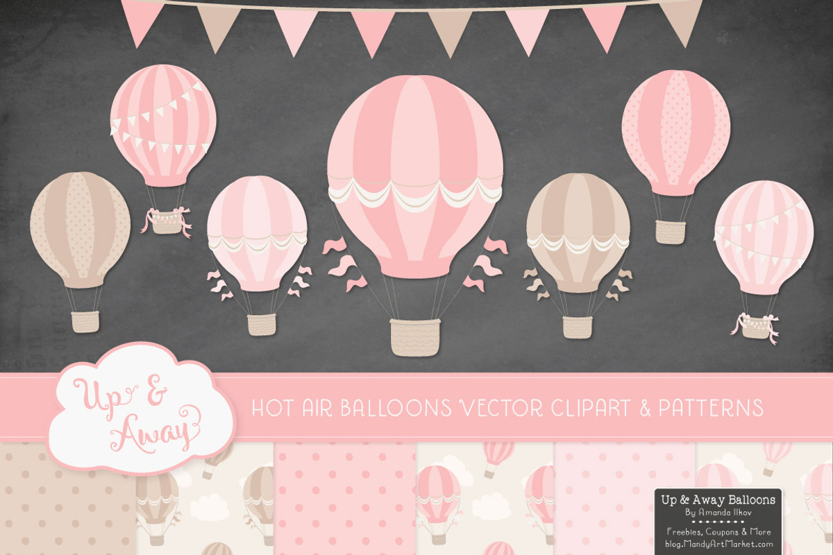 Pink Hot Air Balloons & Patterns, an Illustration by Amanda Ilkov (Photo 2 of 5)