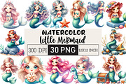 Little Mermaid Under the Sea Clipart, an Illustration by Black Bird Studio (Thumbnail 1 of 6)