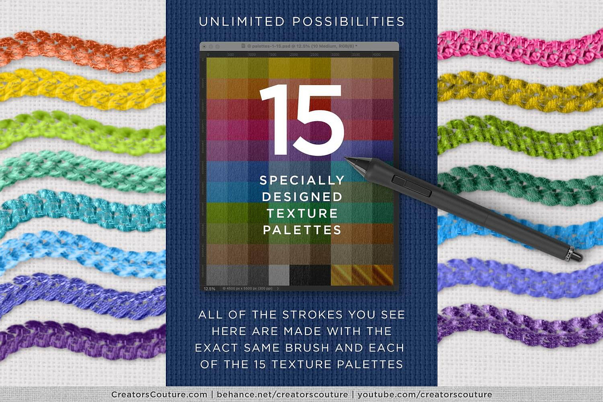 Realistic Embroidery Effect Brushes, a Brush Add-On by Creators Couture (Photo 6 of 26)