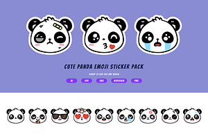 Cute Panda Emoji Sticker Pack, an Animal Illustration by itefan Studio
