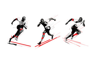 Sportsman running through red ribbon, a Sport Illustration by Onyx