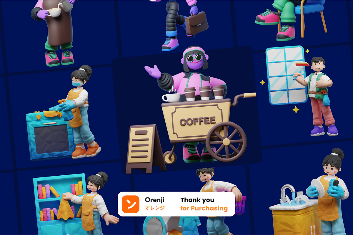 Coffee Culture: 3D Character Illustr, a Characters & Person 3D Model by orenjidesign (Photo 8 of 8)