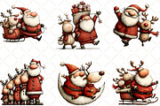 Santa Reindeer Christmas Clipart, an Illustration by Black Bird Studio (Thumbnail 5 of 6)