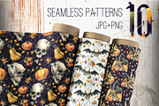 Halloween Skulls Seamless Patterns, an Illustration by NATASHA CHU (Thumbnail 2 of 8)