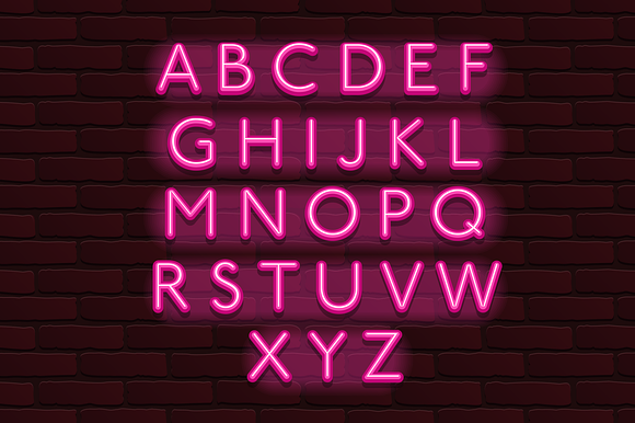 Neon Banner alphabet font bricks preview 4
