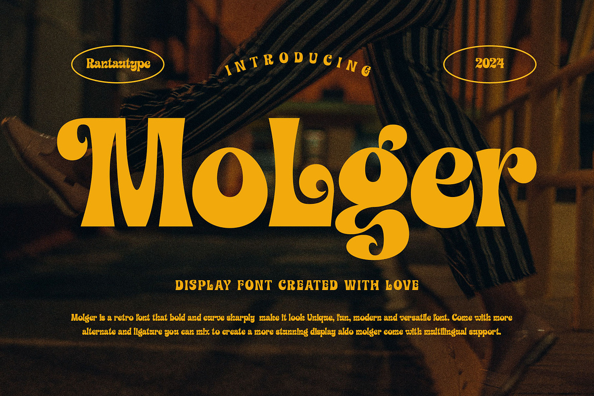 Molger Retro Display Font, a Serif Font by RantautypeStudio (Photo 1 of 17)