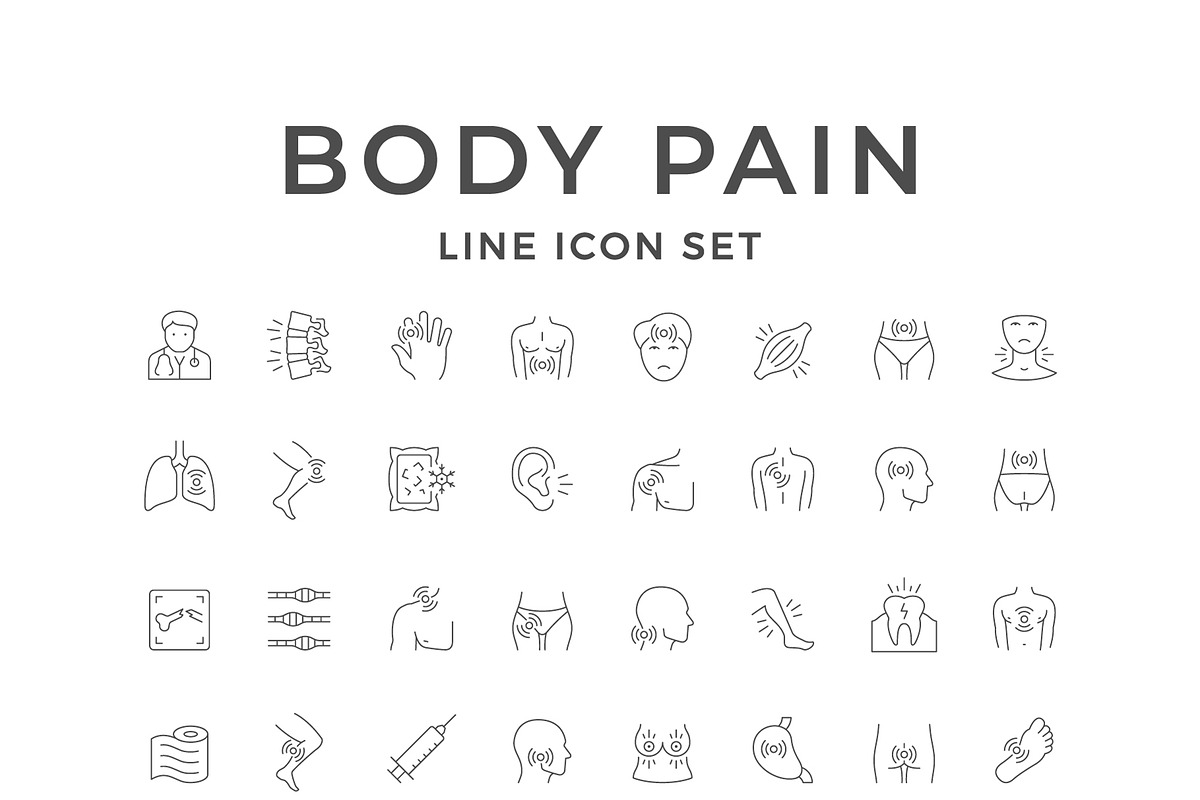 Set line icons of body pain, an Outline Icon by motorama (Photo 1 of 2)