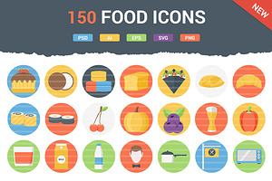 150 Funky Food Icons, an Icon by Flat Icons