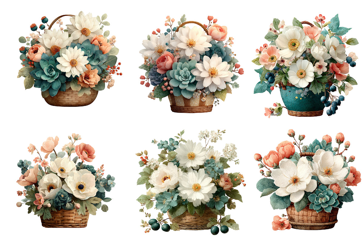 vintage wicker basket clipart, an Illustration by Designworld (Photo 2 of 6)