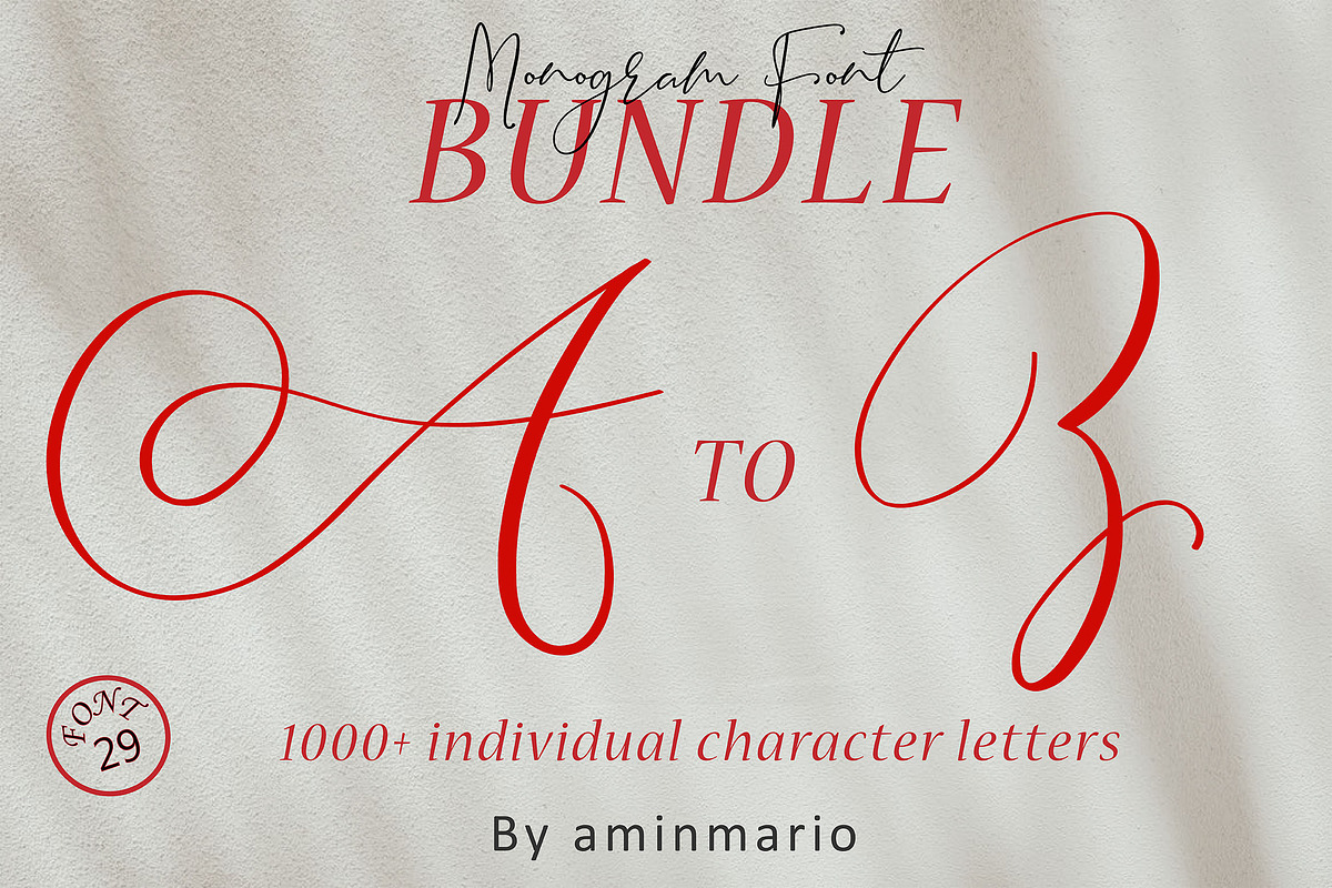 MONOGRAMS BUNDLE A to Z, a Script Font by AMINMARIO (Photo 37 of 37)