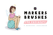 Markers brushes for Procreate, a Brush Add-On by JuliyArt (Thumbnail 1 of 8)