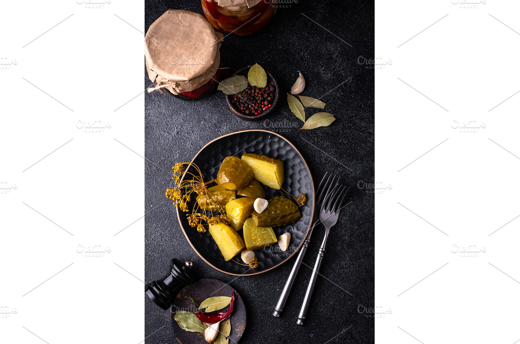 Bowl of pickled marinated cucumbers, a Food & Drink Photo by Yulia Furman