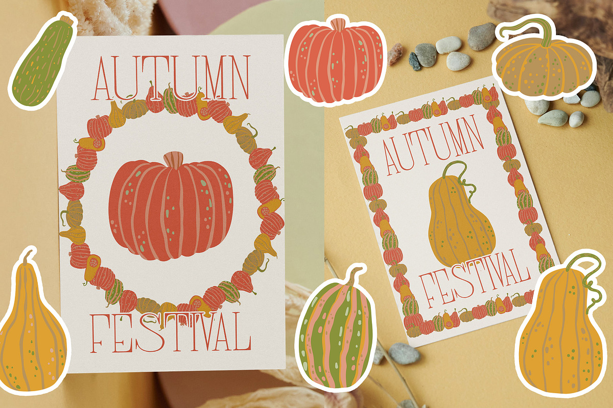 Autumn Pumpkins patterns & clipart, a Seasonal Illustration by Carpet Tapete Pretzel (Photo 4 of 11)