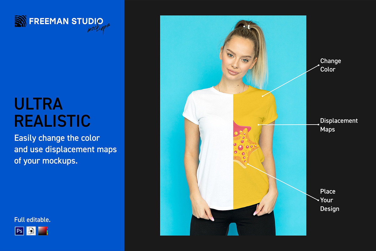 T-Shirt Mock-Up Set, a Shirt Mockup by Freeman Studio (Photo 3 of 15)