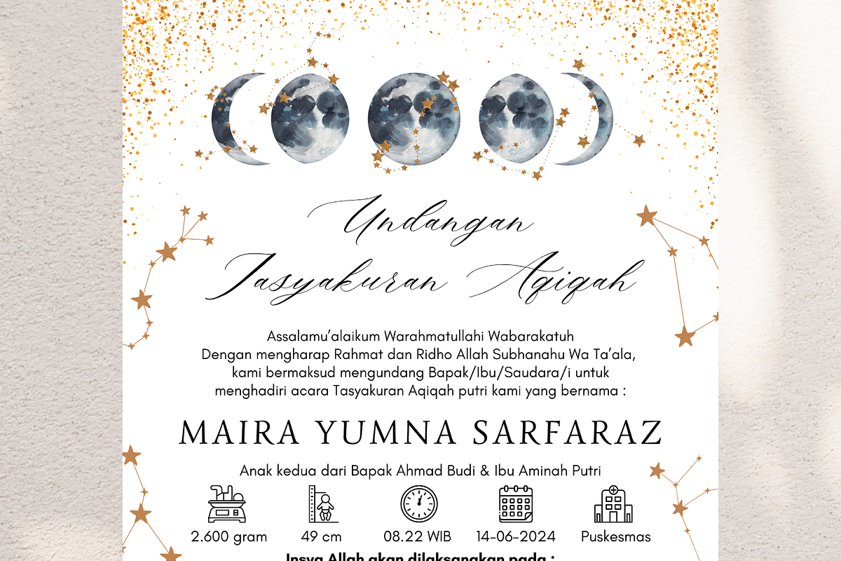 Moon Phase Baby Shower Invitation, an Invitation Template by Blooming Daisy (Photo 4 of 4)