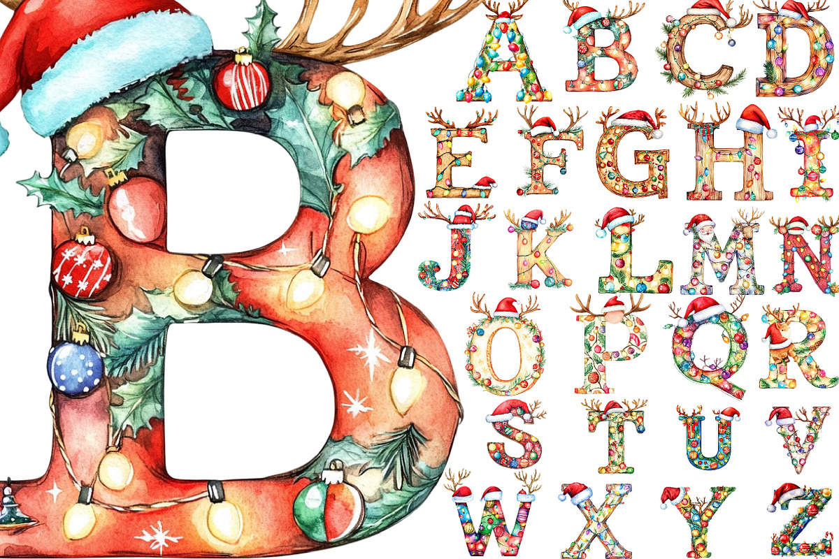 Christmas Alphabet Png Clipart, a Seasonal Illustration by Designking (Photo 1 of 4)