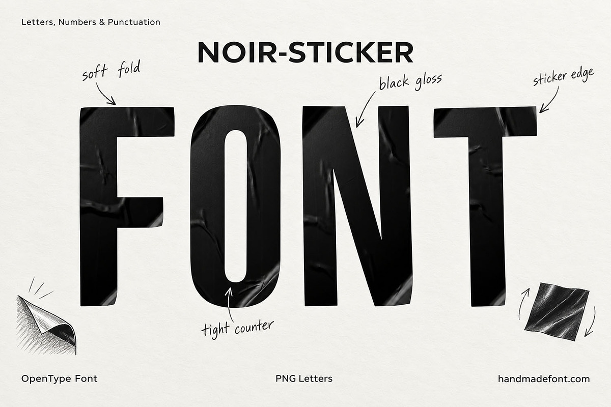 Noir Sticker Font, a Sans Serif Font by Handmadefont (Photo 15 of 15)