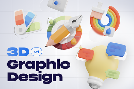 Graphic Design Tools 3D Icon Set, an Object 3D Model by Illustraly Design