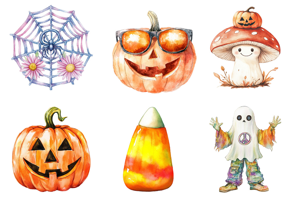 Groovy Halloween Element Clipart, an Illustration by Daily.Designs (Photo 3 of 5)